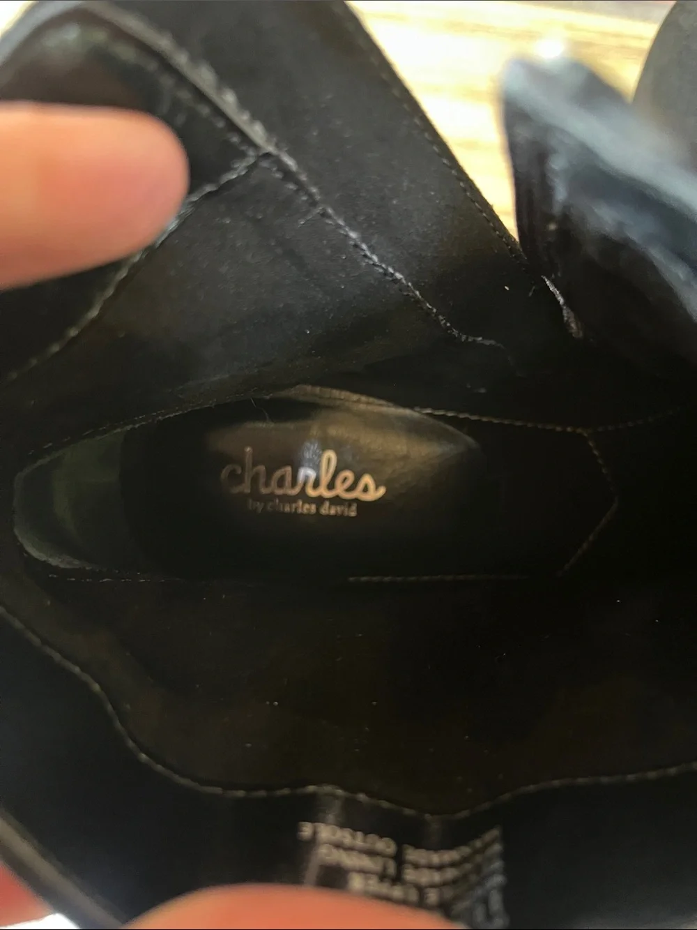 Charles By Charles David Black Pointed Toe Ankle Booties with Kitten Heel
